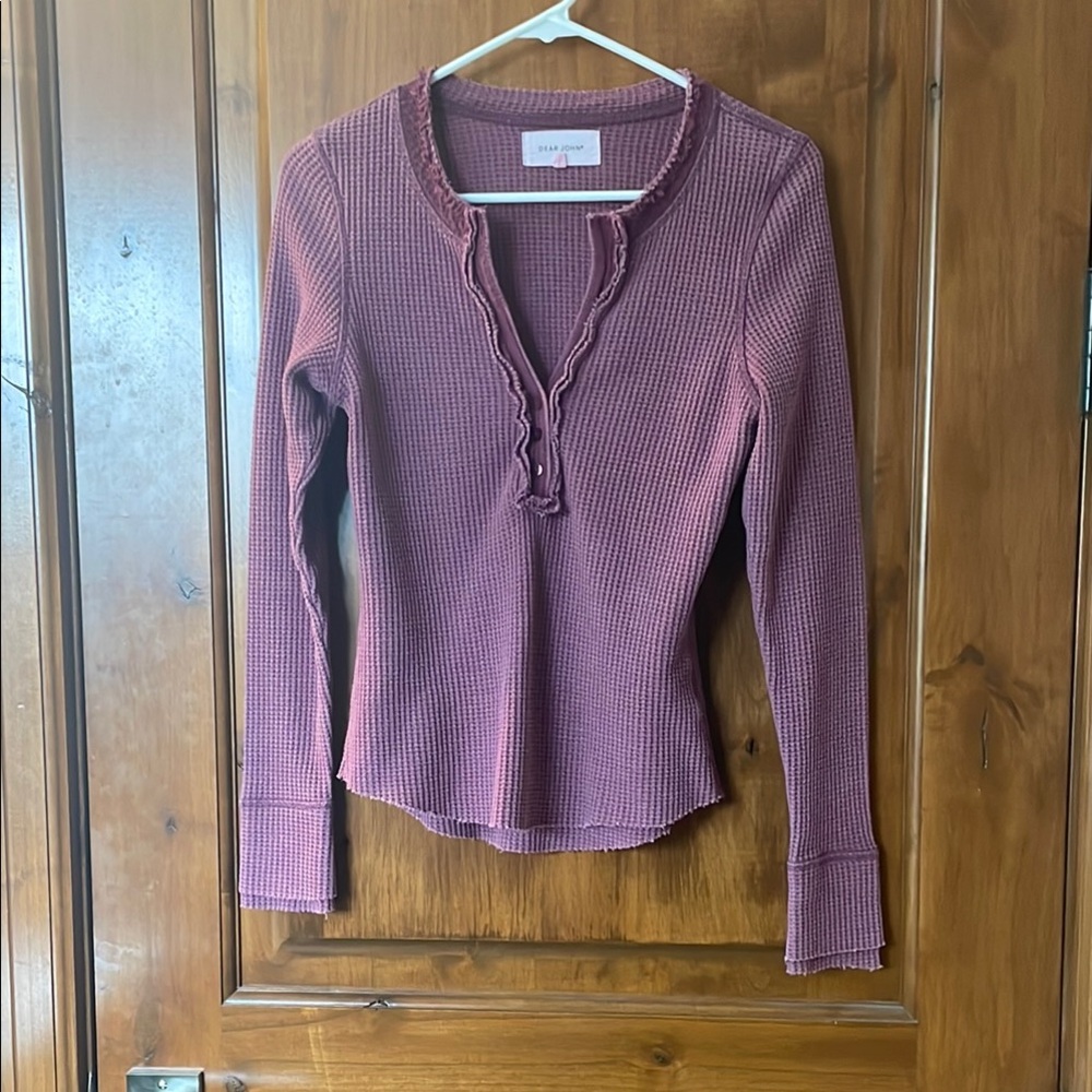 Women's Ribbed Long Sleeve Top - Mauve